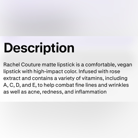 Rachel Couture Peony Lipstick Full Size New In Box - Picture 3 of 3